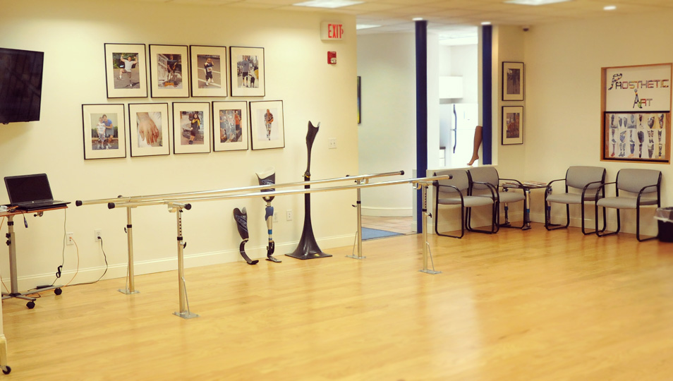 The vast gait area at A Step Ahead Prosthetics Boston.