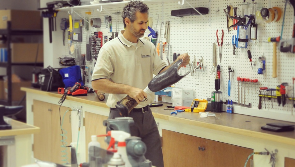 Mike making things happen at A Step Ahead Prosthetics Boston