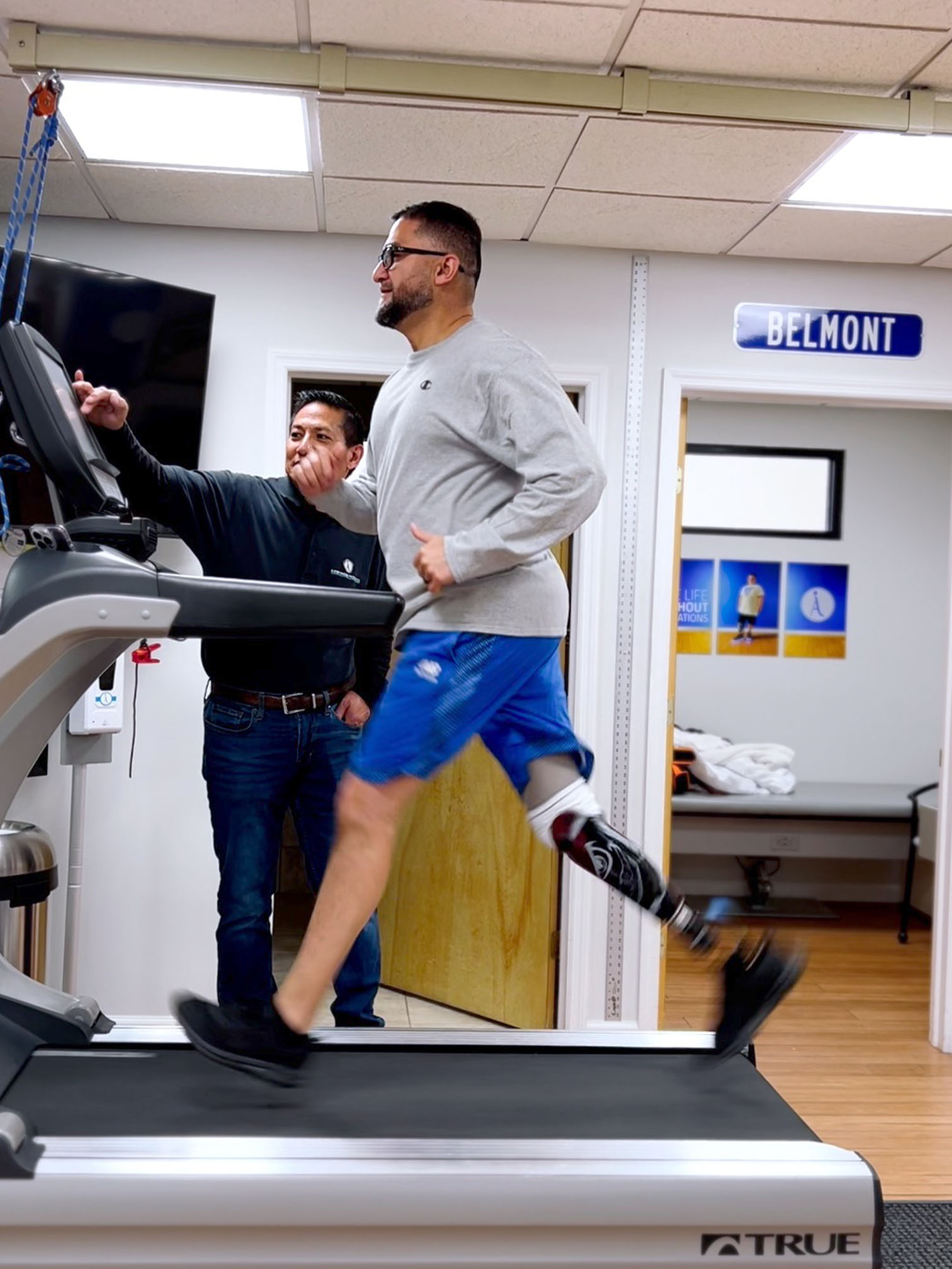 Below Knee Amputee maxing out the treadmill.