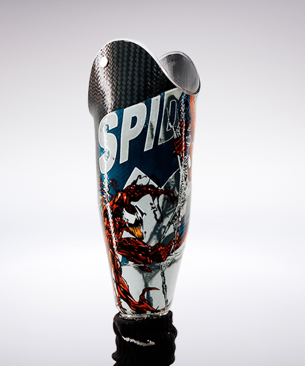 Pediatric Below knee Venom and Spiderman inspired socket design