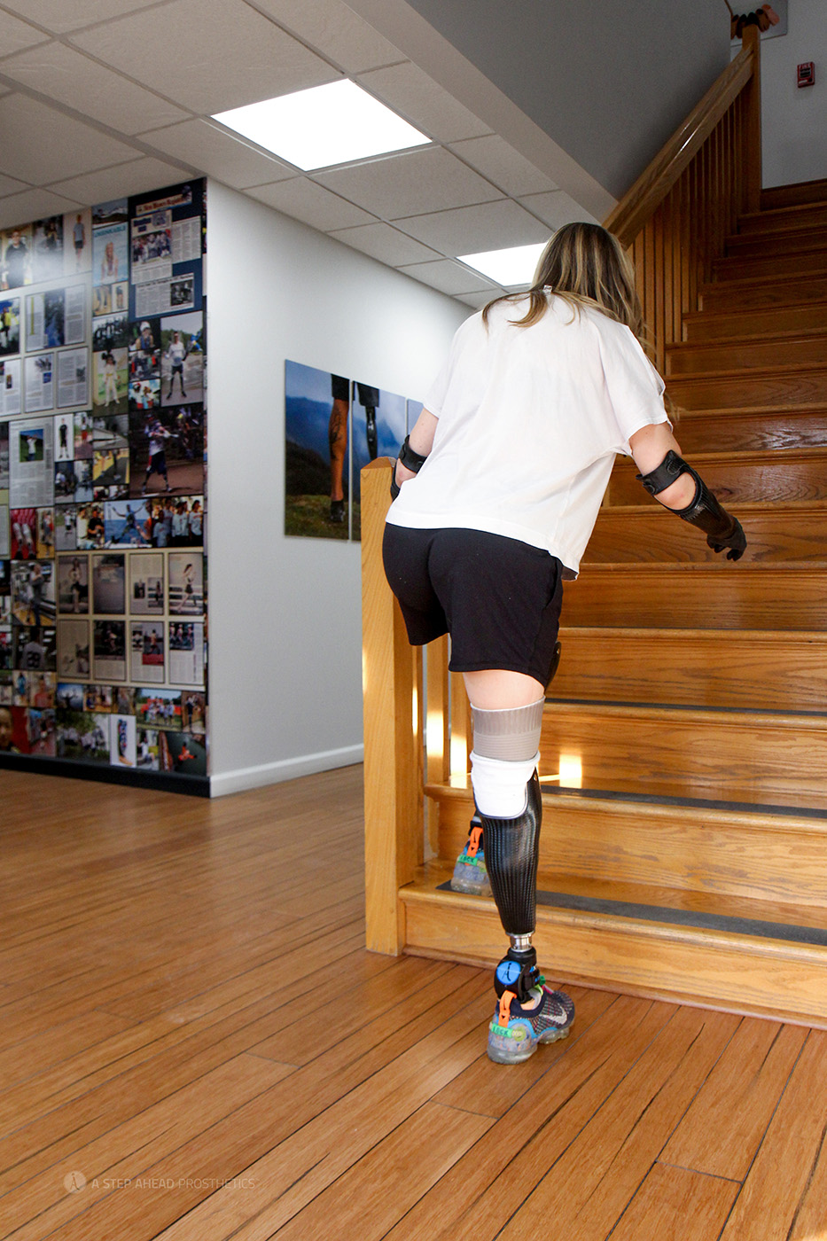 using stairs with a prosthetic leg